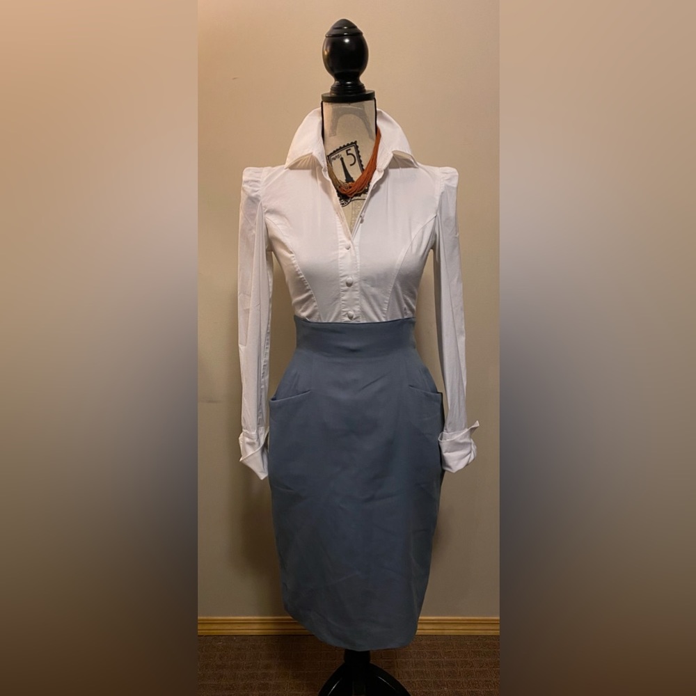 INC International concepts white button down shirt and D. Spice skirt set